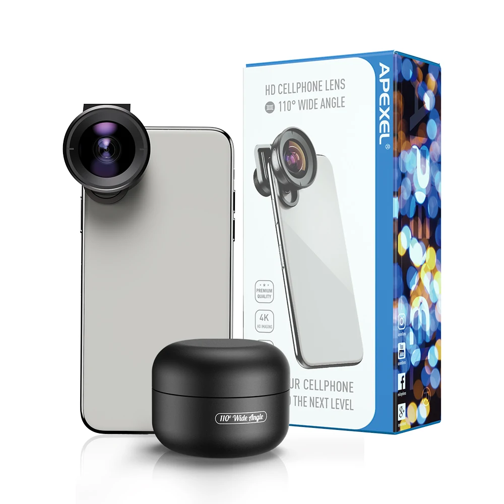 APEXEL 5в1 объектив для камеры телефона HD 110 градусов широкоугольный двойной