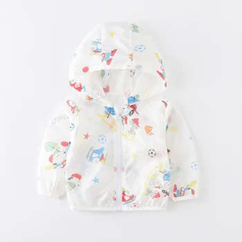 

JN18819 Summer Jacket Boy Girls Sun UV Protection Coat Kids Rash Guards Hooded Jacket Children Thin Breathable Beach Clothes