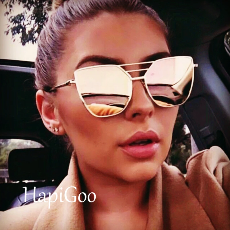

HAPIGOO Ladies Fashion Cat Eye Sunglasses Women 2019 New Brand Designer Rose Gold Sun Glasses Female Shades UV400