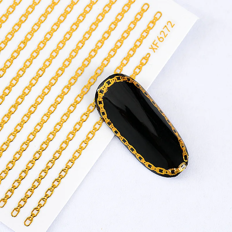 Золотые 3D лазерные наклейки для ногтей, полосы, геометрическое сердце, самоклеющиеся наклейки для дизайна ногтей, переводные наклейки, украшения для маникюра - Цвет: AM32826