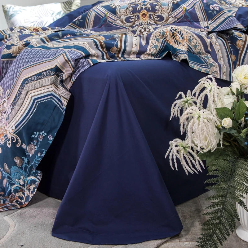 Waliicorners 60S Egyptian Cotton Royal Luxury Bedding set King Queen Size boho Bed set Duvet Cover Bedsheet set parrure de lit 10 9