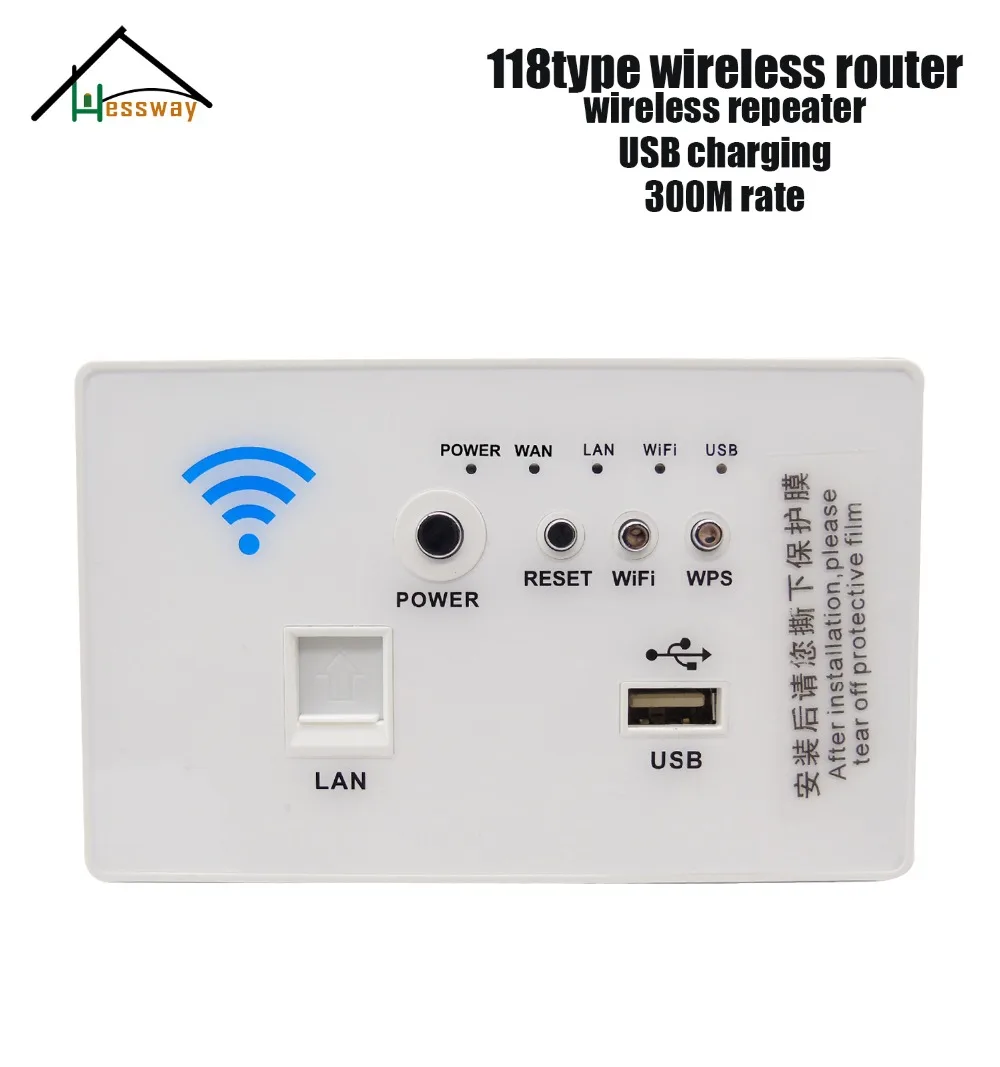  HESSWAY Wall incrustado inalámbrico AP Router 3G/4G inalámbrico Wifi ordenador USB cargador Socket 