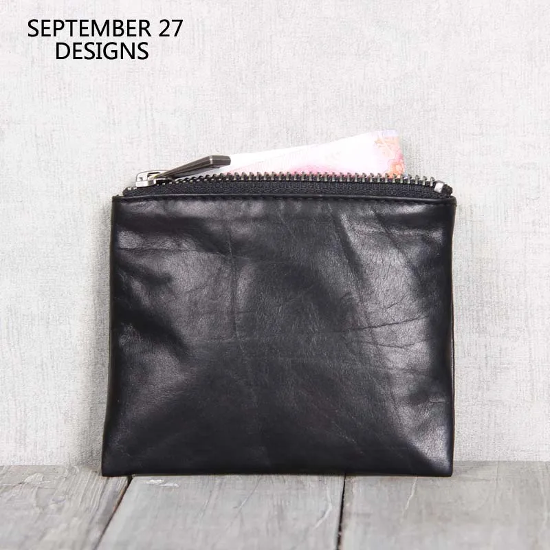 

Coin Purses First Layer Cowhide Leather Women Small Zipper short Wallets Men Mini Coin Pouch Simple Card Purse Casual Change Bag