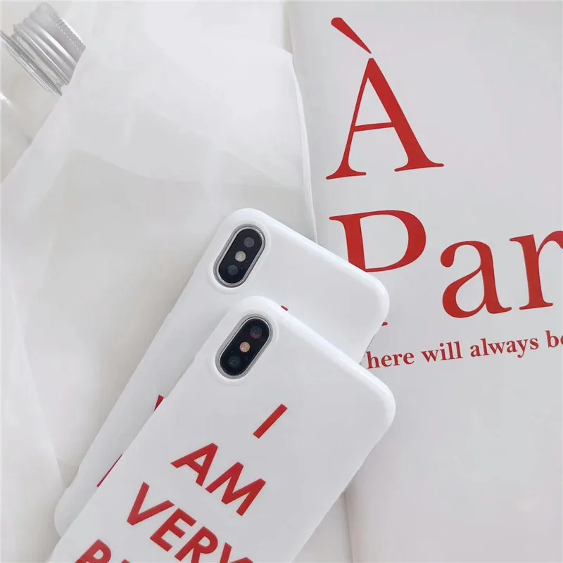 Simple Red Letters I am very busy Phone Case for iPhone 7 Case for iPhone X 6 6S 7 8 Plus Soft TPU Matte White Fundas Capa Hot09