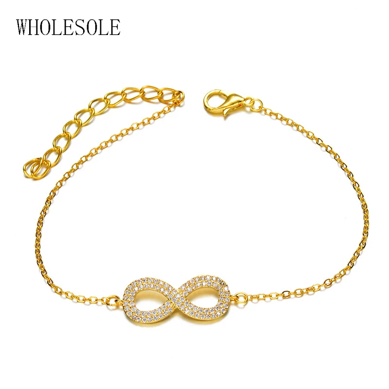

10pcs Infinity Bracelet for Women with Crystal Stones Bracelet Crystal Couple Jewelry Number 8 Chain Charm Bracelet party gift