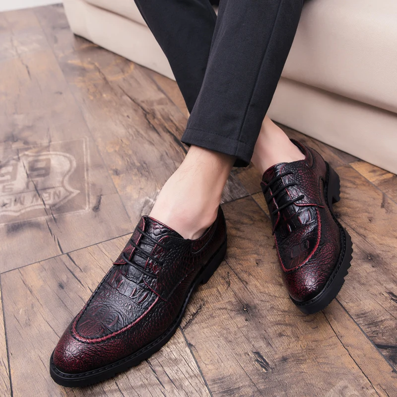 cool unique snake skin men leather shoes fashion moccasins italian designer business male footwear brogue oxford shoes for men  (24)