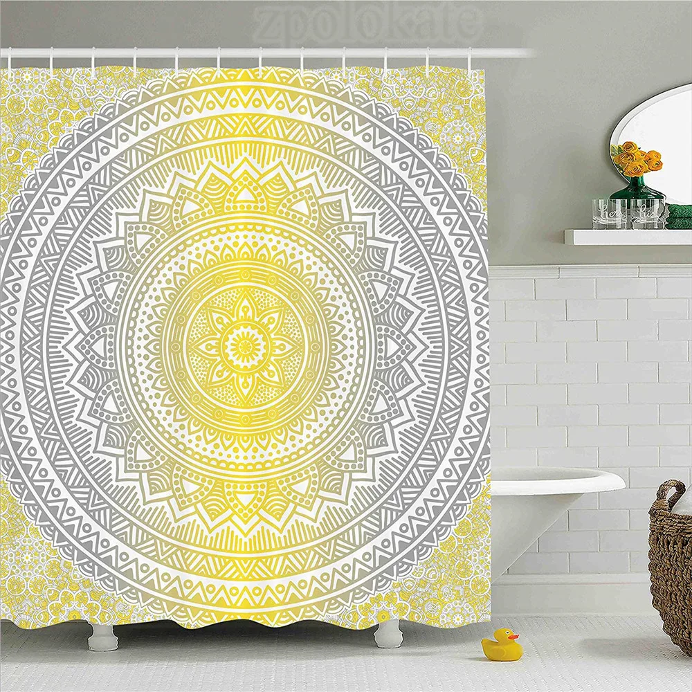 Grey And Yellow Shower Curtain Soft Pastel Color Ombre
