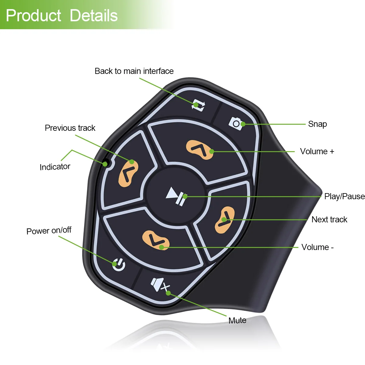 Onever беспроводной Hands-free Bluetooth пульт дистанционного управления медиа мультимедийный плеер кнопка для рулевого колеса автомобиля велосипед подходит с Android