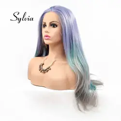 Sylvia светло-фиолетовые синтетические синие кружевные передние парики для женщин натуральные прямые парики серые наконечники термостойкие
