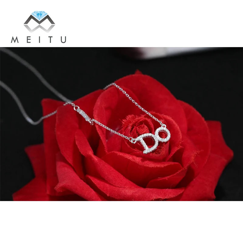

S925 Silver Necklace Wedding Dancing party Necklace Letter Zircon Pendants proposal Gift Souvenir Jewelry Accessories N-76