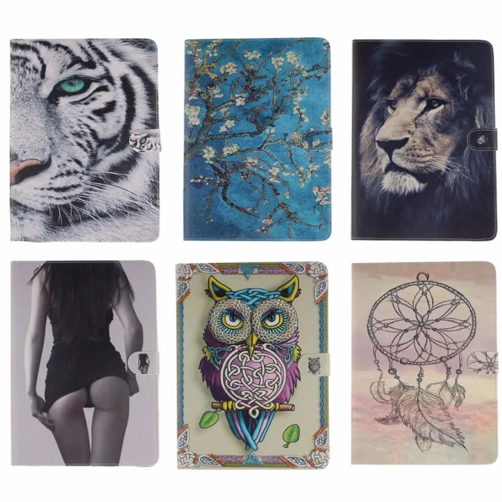 

New animal Cartoon Tiger Lion Case for Samsung Galaxy Tab A 9.7 T550 T555 SM-T555C PU Leather Tablet Stand Case with card slot