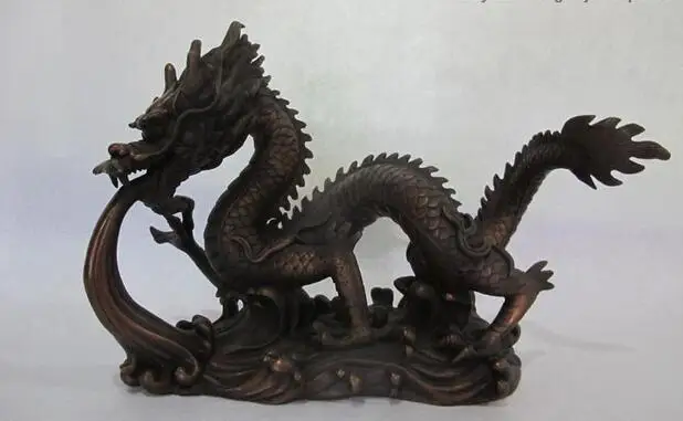 

Chinese Red Bronze Copper Auspicious Lucky Fly Dragon Feng shui Statue