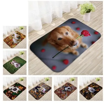 

New Arrive 40*60cm Light Thin Anti Slip Mats Brief Cute Cartoon Bulldog Puppy Mats Welcome Home Entrance Door Flannel Rug