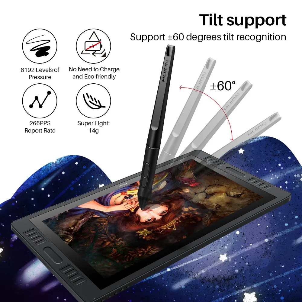 Beste Kamvas Pro 20 2018 Pen Tablet Monitor Digitale Tekening Monitor Batterij Gratis Pen Met Tilt Functie Display Monitor  huion GT 192