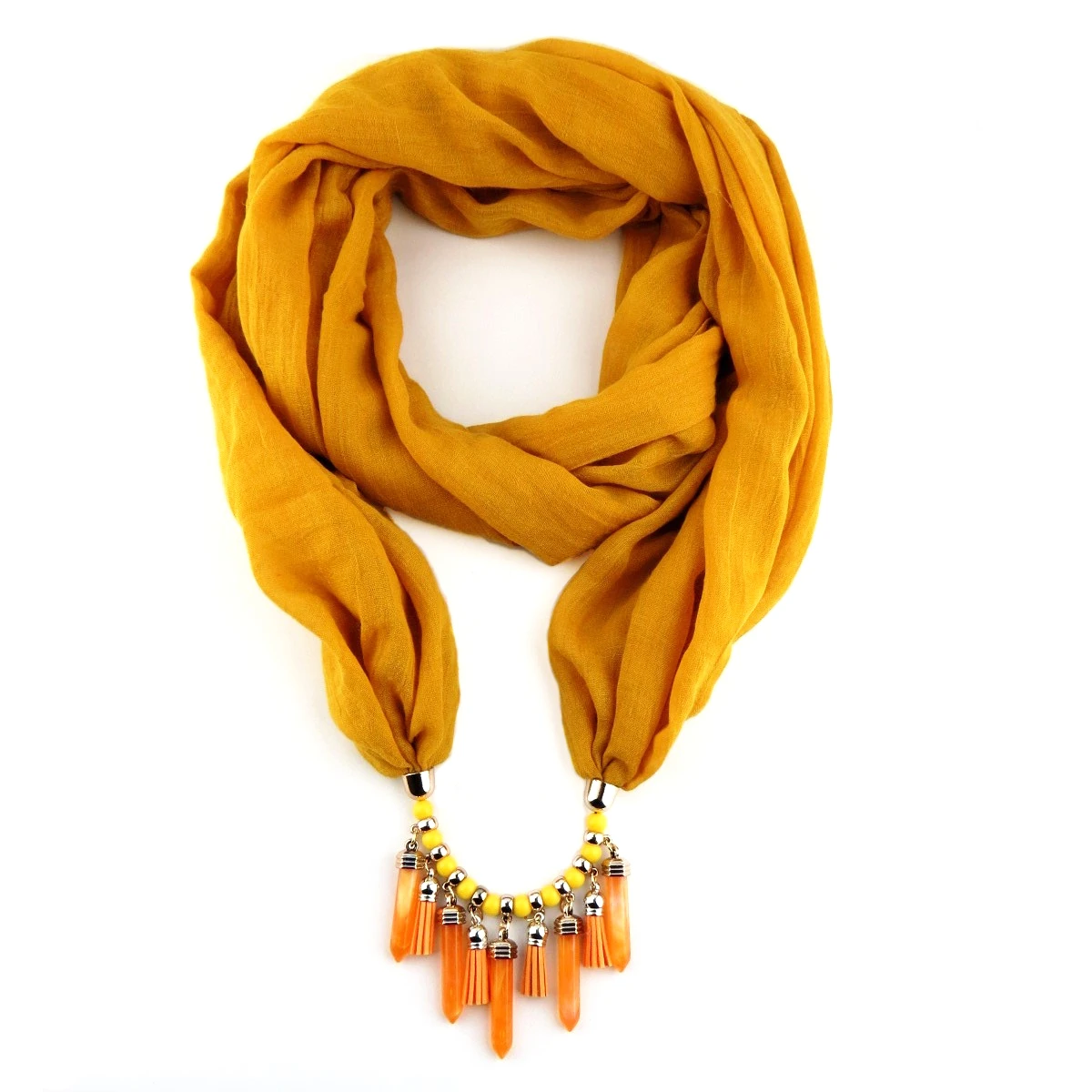 Модные Молодежные женщины четыре сезона элегантный дизайн стиль твердые кольца смолы бусины кулон шарф ювелирные изделия шарф