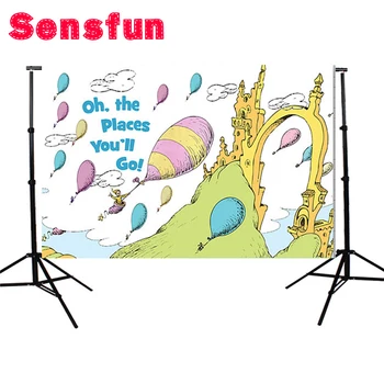 

Sensfun Oh The Places You'll Go Backdrop Banner Children Custom Photo Studio Backdrop Background Vinyl 7X5FT