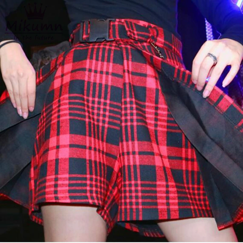Готический панк Харадзюку женские шорты юбки нерегулярные цепи карман Высокая талия молния плиссированные мини юбки женские модные короткие юбки