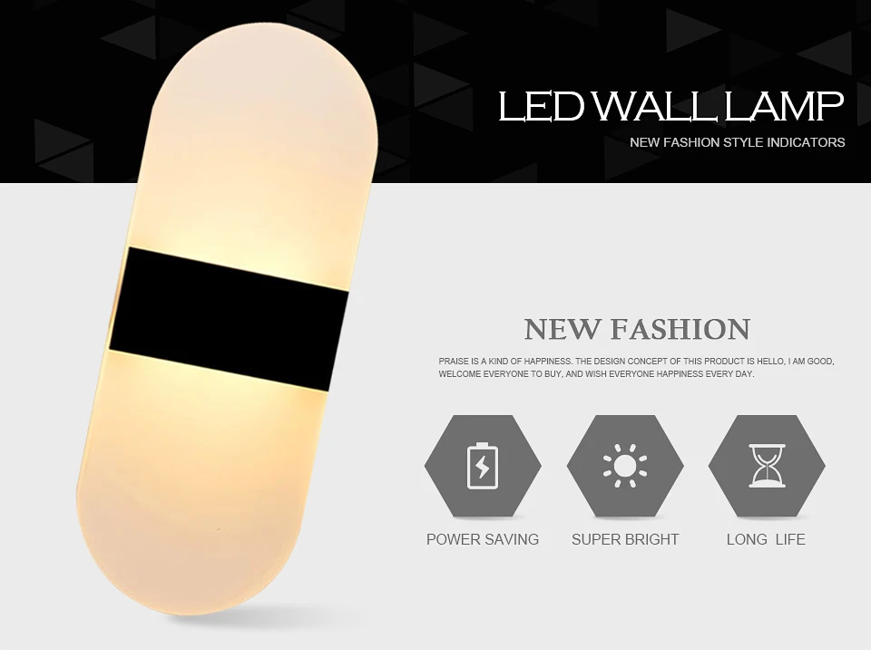 3W 5W 6W 9W Led Acrylic Wall Lamp AC85-265V Wall Mounted Sconce Lights Lamp Decorative Living Room Bedroom Corridor Wall Lights (12)