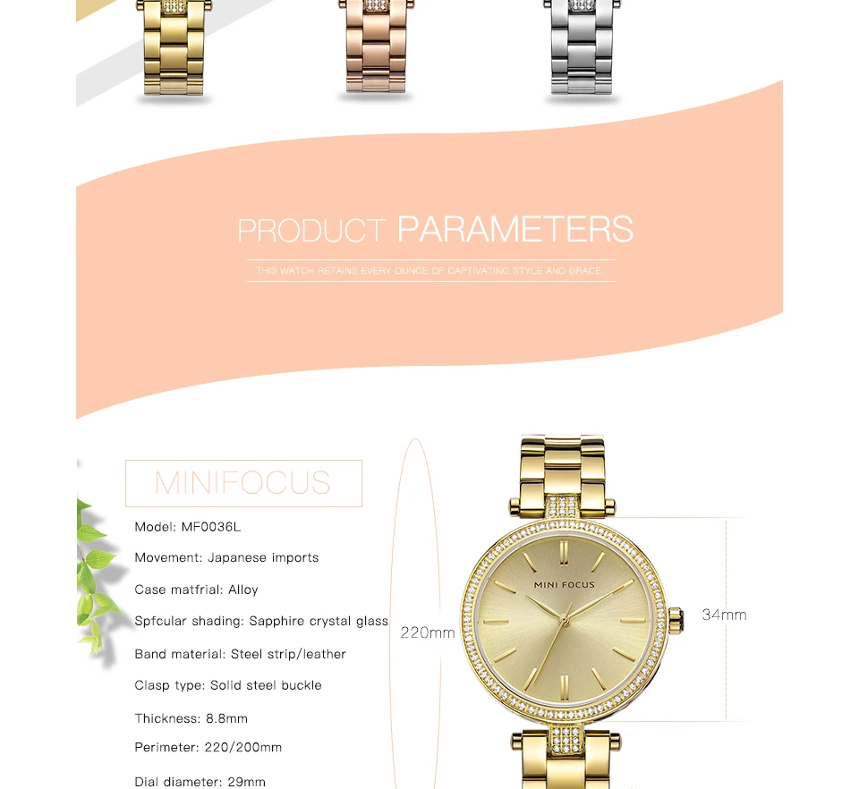 Роскошные Брендовые женские часы с мини-фокусом, водонепроницаемые, розовое золото, Relogio Feminino Montre Femme, женские часы, кварцевые женские наручные часы