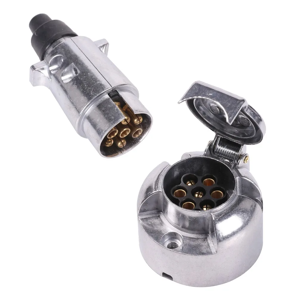 

12V 7 Pin Trailer Plug and Caravan Socket Metal alloy adapter Connector Auto part European Standard caracvan Car Accessories