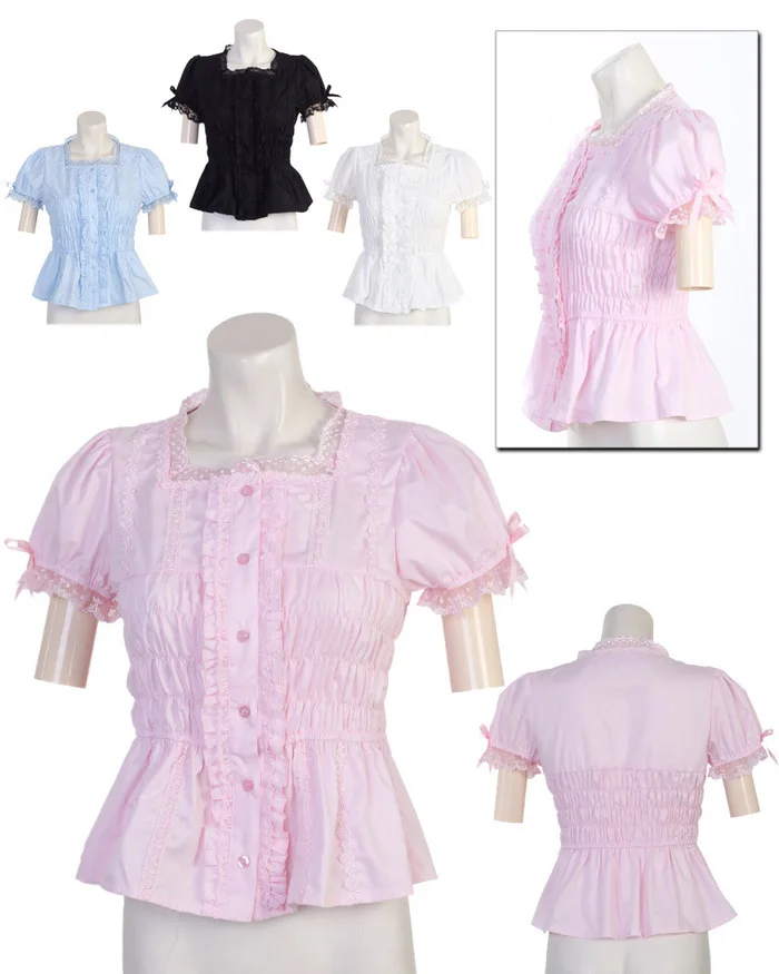 

2019 New Pattern Blouse White Cotton Lolita Shirt with lace daily wear lovely cotta customize for plus size adults and kids