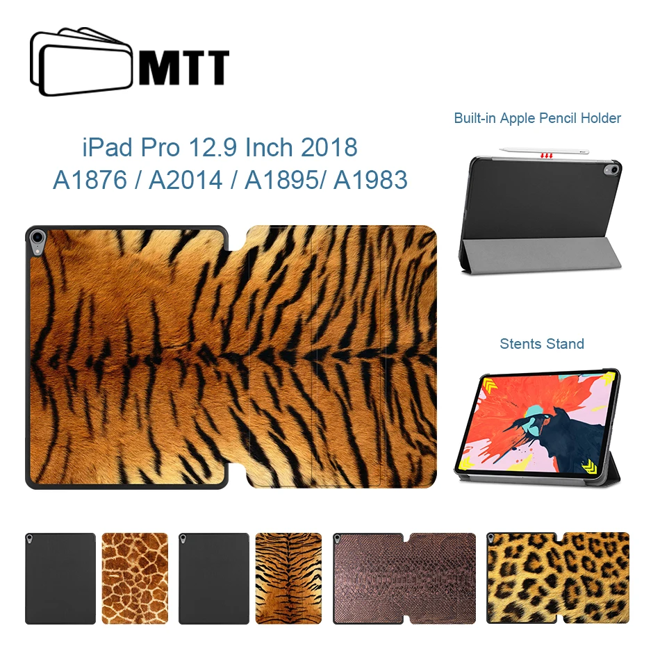 

MTT Tablet Case For iPad Pro 12.9'' 3rd Gen 2018 Release Slim PU Leather Smart Cover Protective Funda A1876 A2014 A1895 A1893