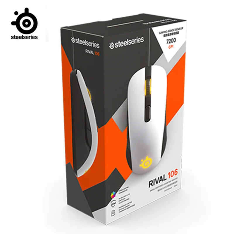 Все новые SteelSeries Rival 106 RGB USB оптическая игровая проводная мышь TrueMove1 с 7200 CPI для CSGO