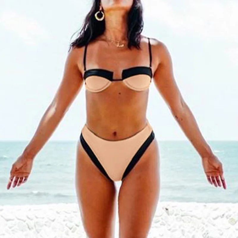 

New Underwired High Waist Bikini 2019 Women Swimsuit Female Push up Swimwear Two-pieces Bikini set Bather Patchwork Bathing Suit