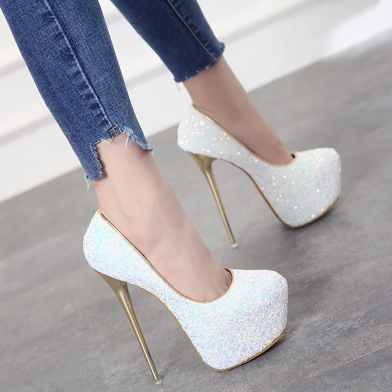 High heels 16cm stiletto super high heel shoes sexy nightclub banquet shoes large size high heels..