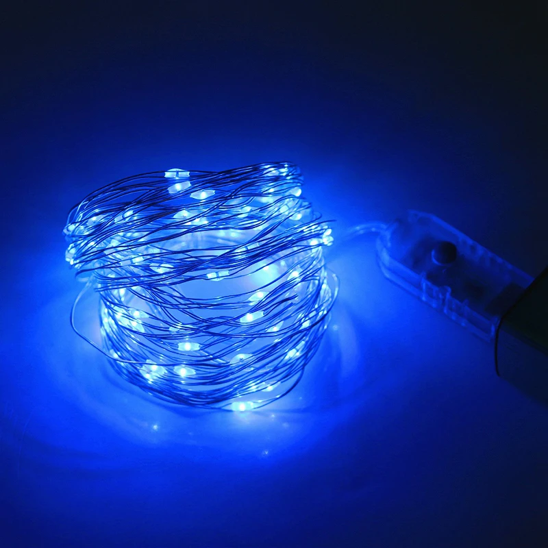Светодиодный строка светильник дистанционного Управление USB 5 м 50 светодиодный s 10 м 100 светодиодный s Серебряный проводный светильник для дома и улицы украшения гирлянды гирлянда светильник - Испускаемый цвет: blue
