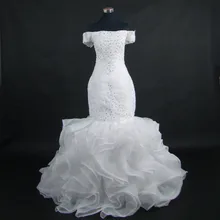 Последняя африканская мода с коротким рукавом жемчуг бисером оборки русалка свадебное платье Vestido De Noiva