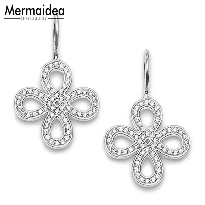 

Drop Earrings Love Knot Trendy Gift For Women High Quality Earring 925 Sterling Silver Zirconia Fashion Jewelry