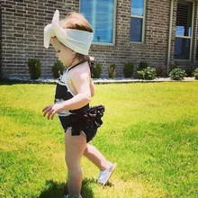 Одежда для купания для маленьких девочек; летняя одежда для купания из полиэстера с оборками и рисунком лебедя для маленьких девочек; купальник с открытой спиной; комбинезон; цельный комплект; F429