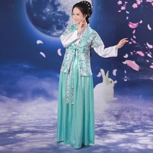 Новое синее атласное китайское Старинное платье династии Пери Хан платье в народном стиле танцевальная одежда платье принцессы для косплея один размер 081501