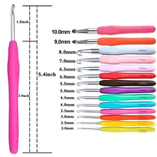 1 шт., крючки для вязания, разноцветные, 2,0 мм-10,0 мм, мягкая ручка, спицы для вязания, вплетать в пряжу, спицы для вязания, для массивных нитей, инструмент для рукоделия