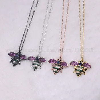 

5 strands bugs necklace fly insects for lady Bee pendants small size jewelry 18" mix color necklace pets beads 3217