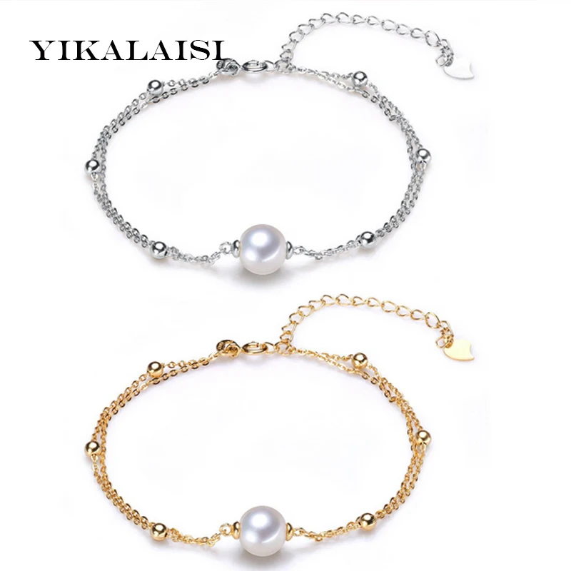 

YIKALAISI 2017 100% real natural freshwater pearl bracelet 925 Silver jewelry genuine pearl jewelry fashion style for women