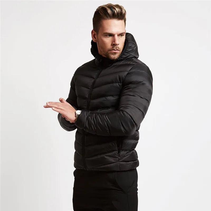 Осенне-зимняя теплая мужская куртка для бега и тренажерного зала, пальто с капюшоном, повседневная утепленная парка, ветрозащитная хлопковая стеганая одежда, Мужское пальто