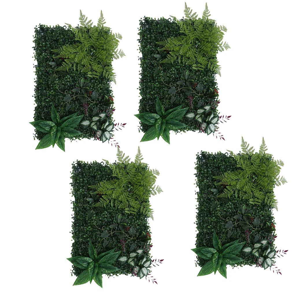 

4Pieces Artificial Hedge Outdoor Artificial Plants Fern Leaves Grass Home Garden Yard Fence Hedge Greenery Wall Panels