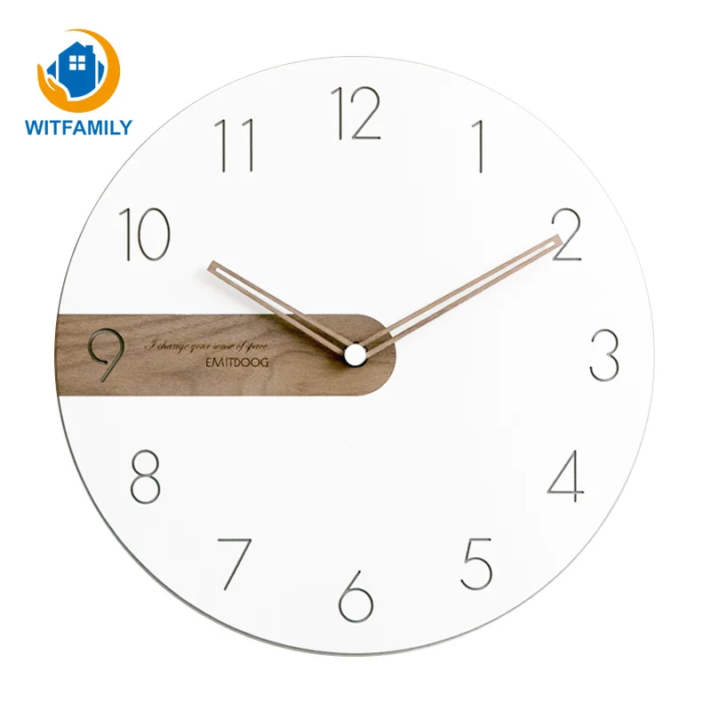 

Modern Minimalist Nordic Black Walnut Pointer Wall Clock Living Room Bedroom Art Home Decoration Round Hanging Clocks 12 Inches