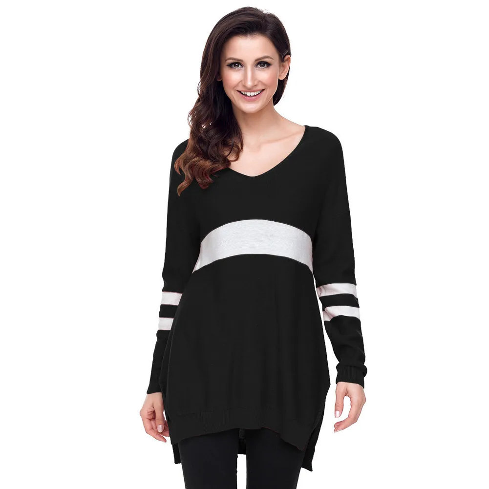 Sweater Woman 2018 Patchwork Slim Sweater Korean Fashion Pullovers Business Casual Ladies 