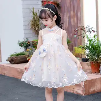 Big Girls Princess Cheongsam Bow Dress With Bag Children New Fashion Dresses 1.3kg#68