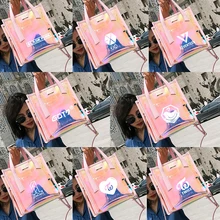 Kpop BLACKPINK EXO GOT7 SEVENTEEN TWICE WANNA ONE модные сумки лазерные сумки прозрачные сумки на плечо вентиляторы подарки, Прямая поставка