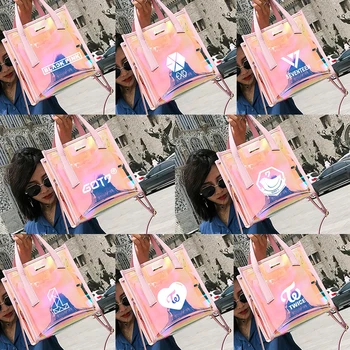 

Kpop BLACKPINK GOT7 SEVENTEEN TWICE WANNA ONE Fashion Handbags Laser Bags Transparent Shoulder Bags Fans Gifts Drop Shipping