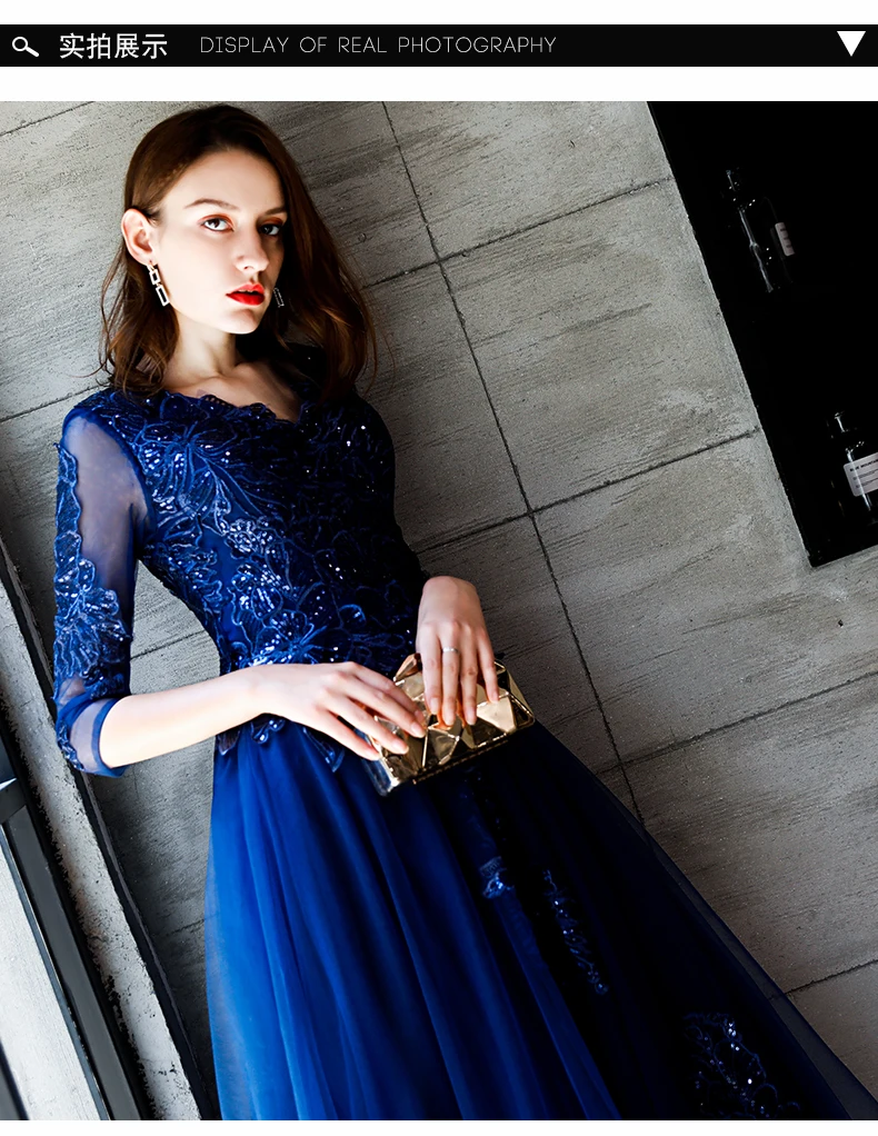 Free shipping navy blue long lady girl women princess bridesmaid banquet party wedding bridal dress gown short formal dresses