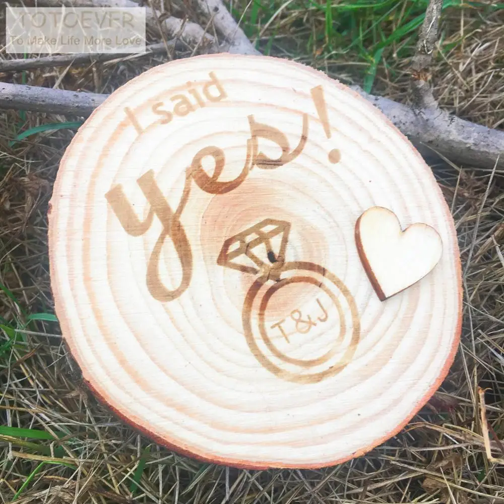 

Personalized engagement gift customize your initials on wood slab to display at your engagement party bridal shower