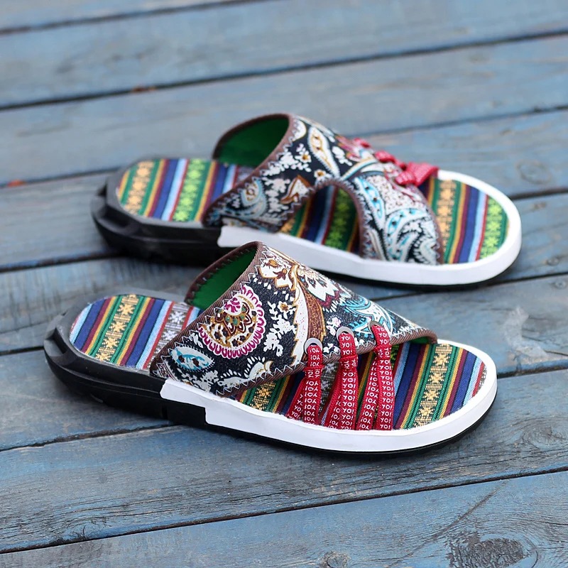 flower summer mixed colors men slippers desinger outdoor sandals camouflage casual shoes pants male leisure moccasins for men (66)
