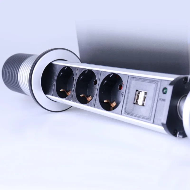  KEKA Enchufe europeo 3 tomas de corriente mesa de cocina enchufe eléctrico alimentación 1 Led + 2 c