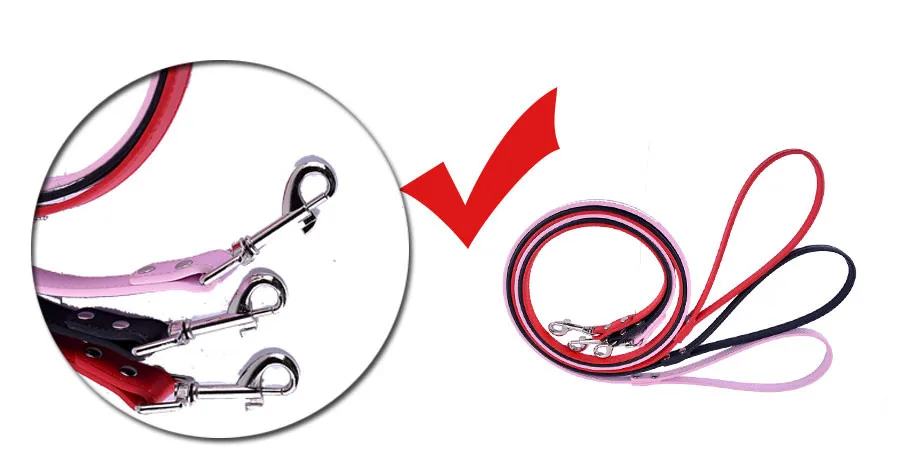 Поводок шлейка для маленьких собак Модные цвета: черный, красный, розовый из искусственной кожи собаки поводок 120 см поводок для Товары для собак Товары для домашних животных собака Воротники и приводит