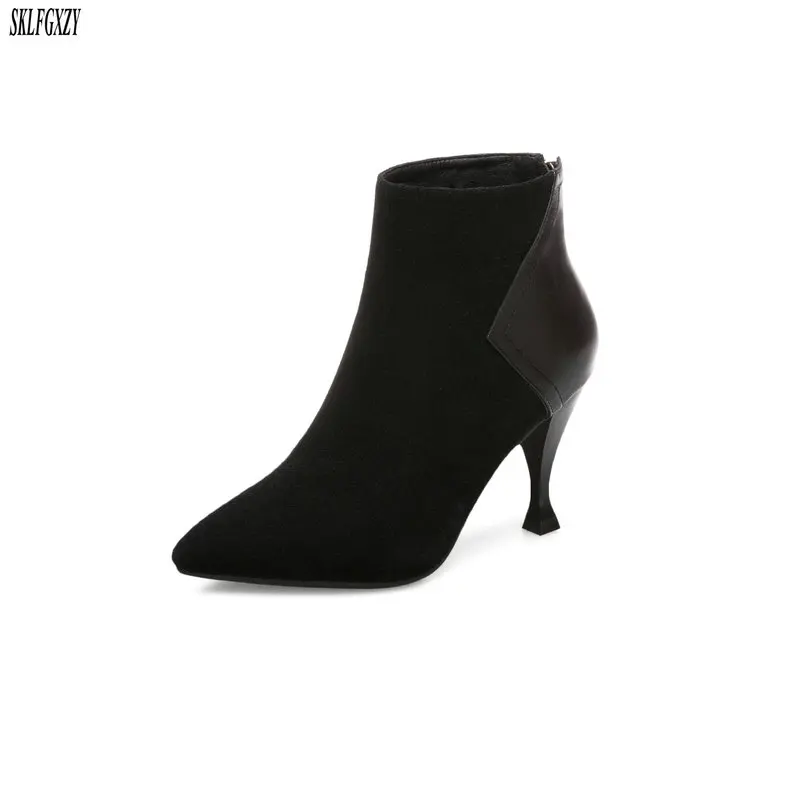 

SKLFCXZY Fall 2018 new sheepskin women boots ankle zipper women boots women shoes size 34-43